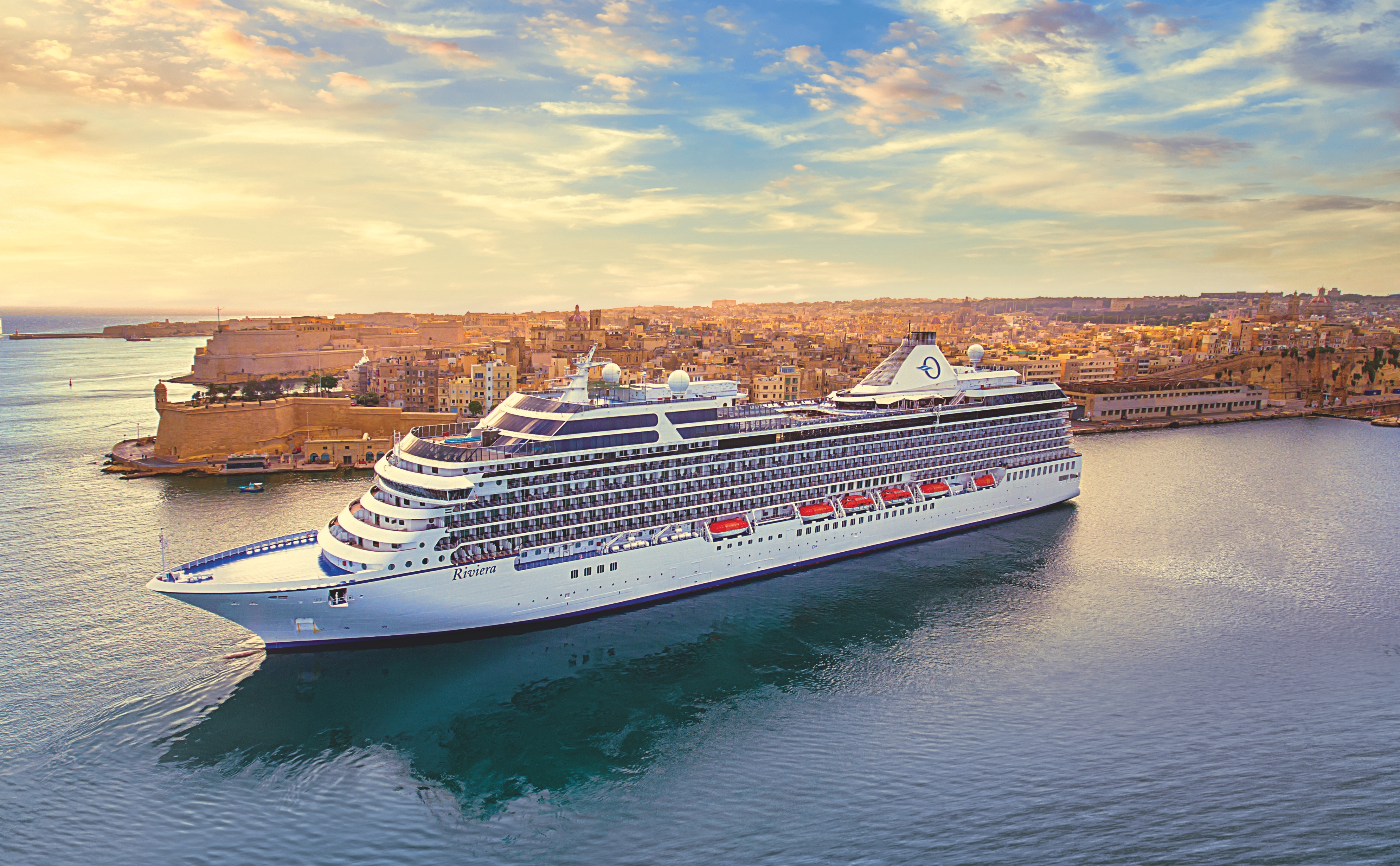 Luxury ocean cruise ship in Mediterranean